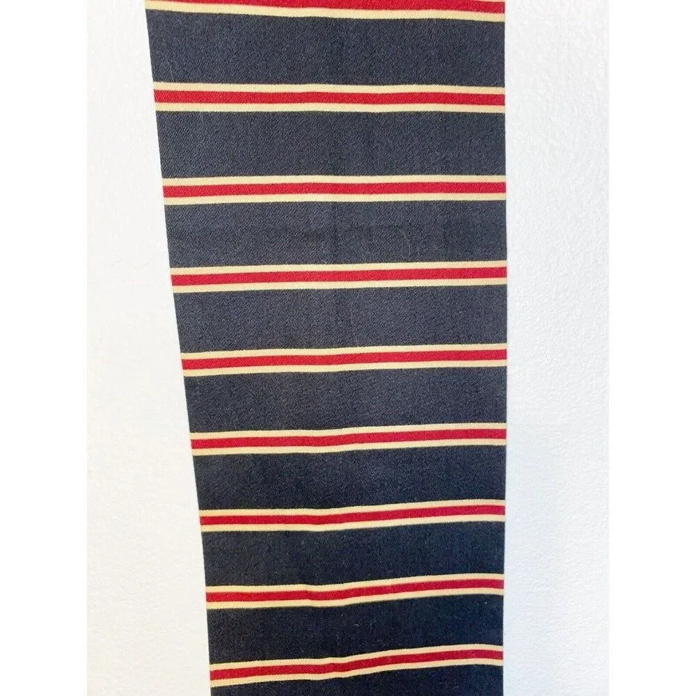 Royal Sateen Black Curtain Panels 40x84 Black with Burgundy and Tan Stripes